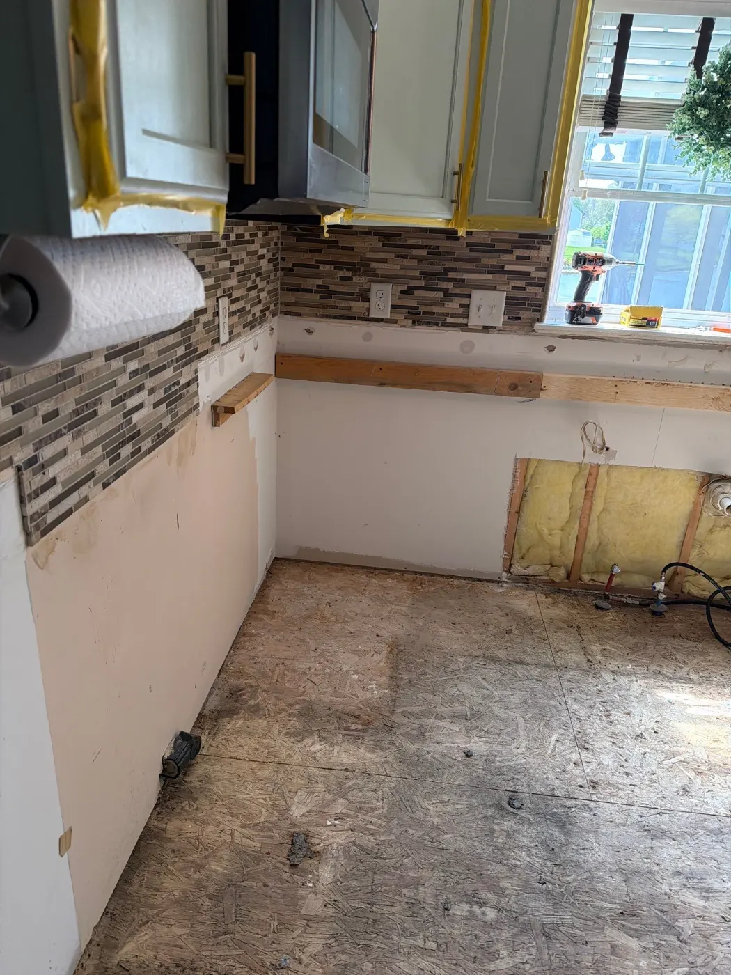 Containment setup for mold remediation in Brooks Chase home